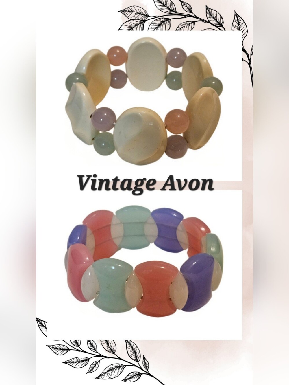 Avon Pastel Acrylic Bead Bracelet Lot